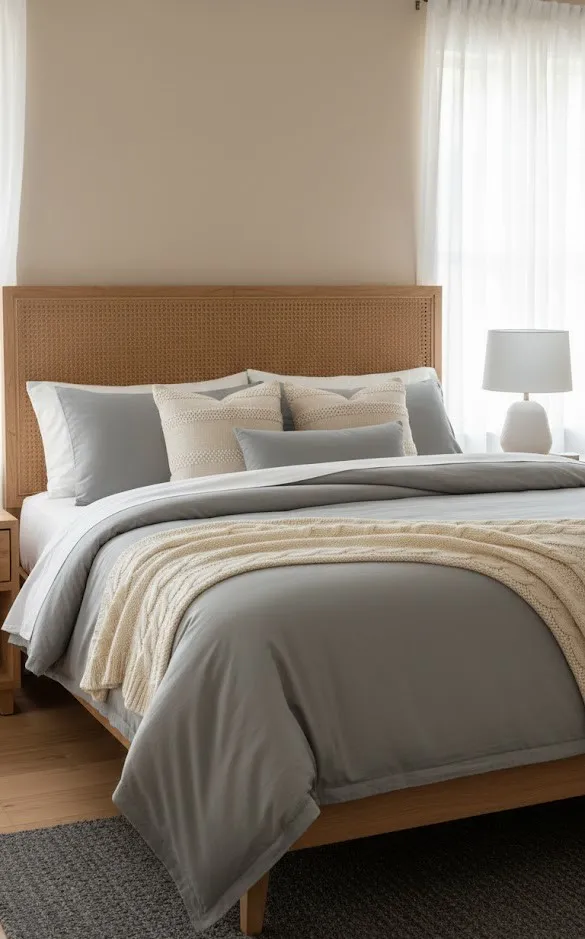 Edredón 3 piezas, color liso Tamaño King  (Gris)